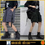 [ẢNH THẬT-KÈM VIDEO] Quần short kaki nam túi hộp dây gài, quần đùi nam, quần lững nam nữ màu đen, xám